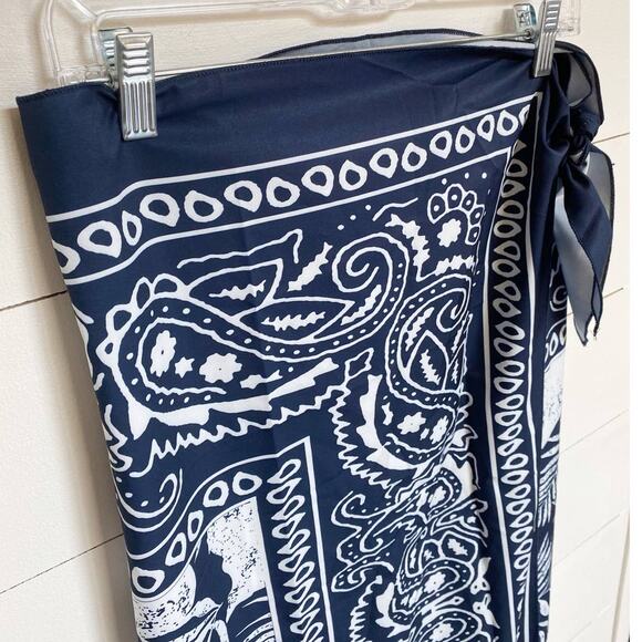 Paisley Blue & White Handkerchief Wrap Midi Skirt S NWT - Picture 7 of 12